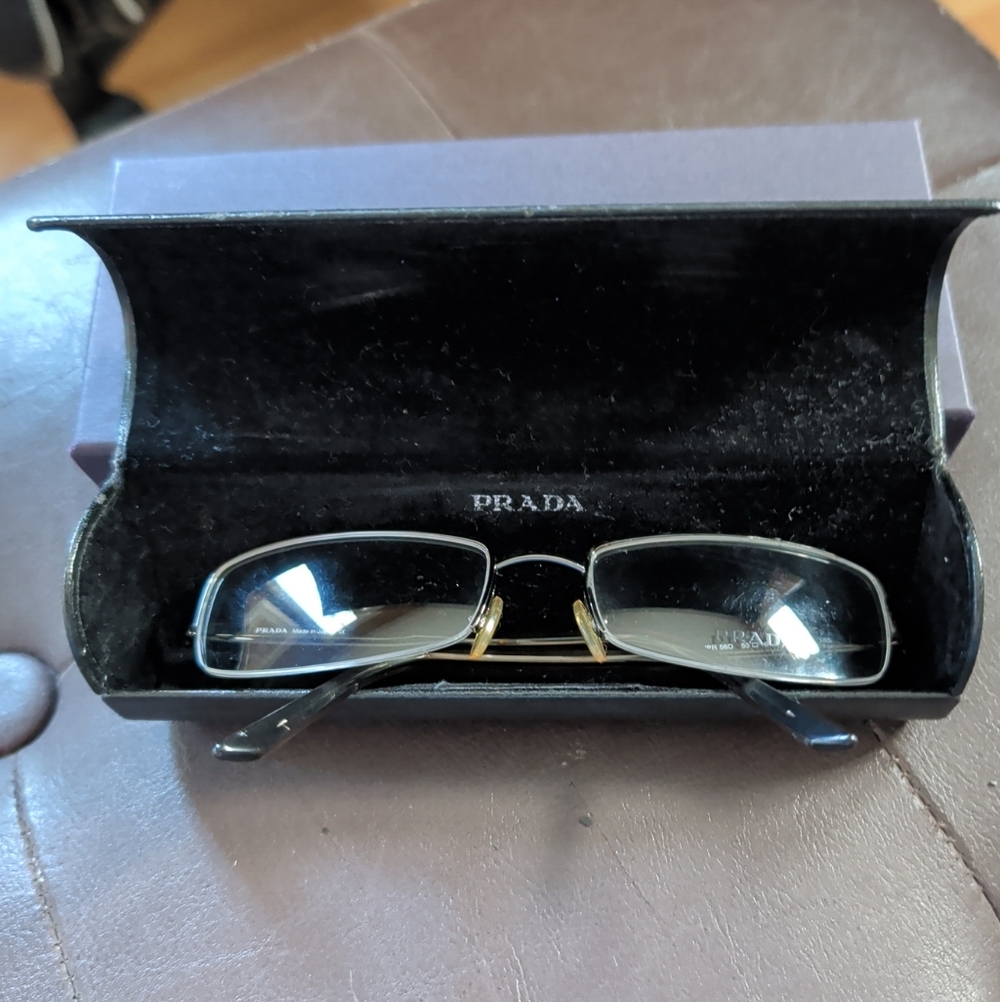 Prada Rimless Rectangular Eyeglasses in Gold and … - image 2
